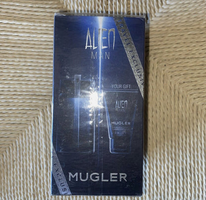 Alien Man by Mugler 3.4 oz EDT Refillable + Body Shampoo Travel set